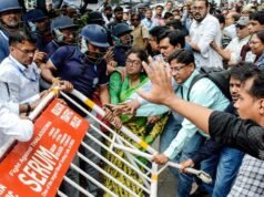 抗議 BLO 和印度人民黨代表團在加爾各答首席執行官辦公室外發生衝突