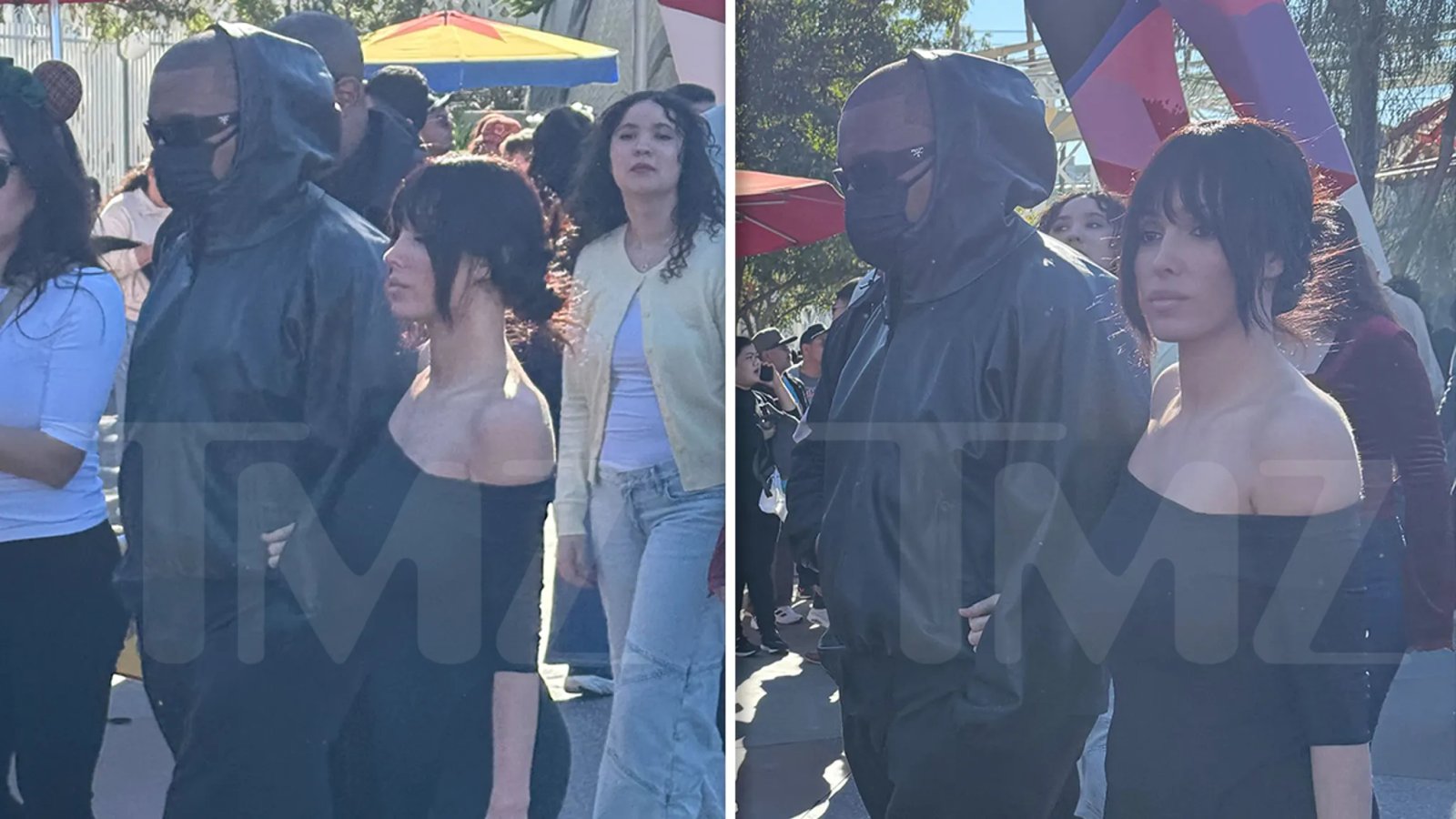 坎耶·維斯特 (Kanye West) 帶著妻子比安卡·森索里 (Bianca Sensori) 和孩子們去迪士尼加州冒險樂園