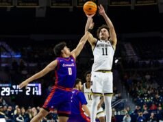 布雷登·什魯斯伯里 (Brayden Shrewsbury) 以 82-58 擊敗聖母大學 (Notre Dame)