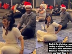 Cardi B 和 Stefon Diggs 在迎來他們的第一個孩子一個月後正在參加愛國者隊瑜伽課程