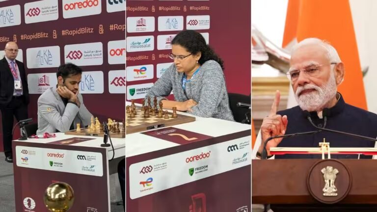 莫迪總理在國際棋聯世界快棋錦標賽歷史性銅牌勝利後讚揚科內魯·漢比和阿爾瓊·埃里蓋西 – Firstpost