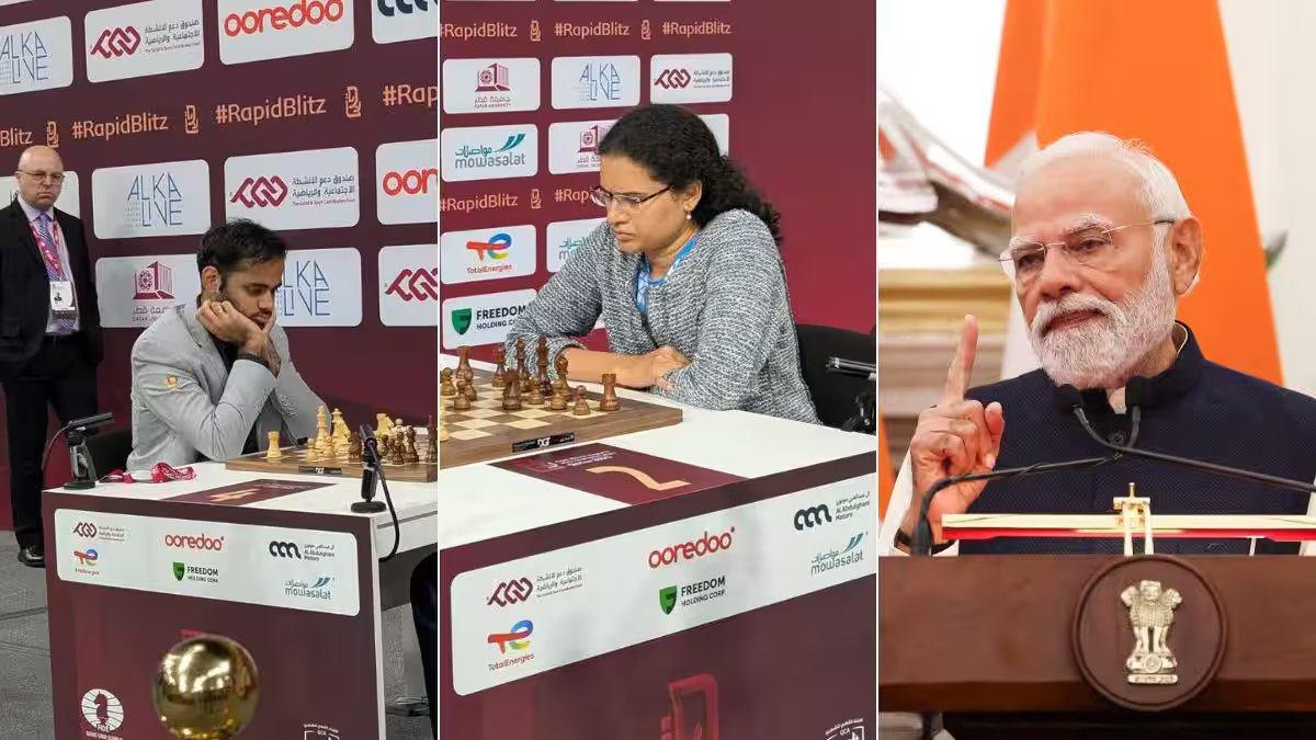 莫迪總理在國際棋聯世界快棋錦標賽歷史性銅牌勝利後讚揚科內魯·漢比和阿爾瓊·埃里蓋西 – Firstpost