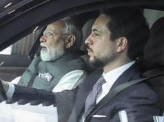 約旦王儲侯賽因·本·阿卜杜拉二世陪同莫迪總理參觀博物館