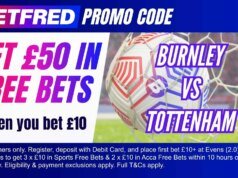 伯恩利對陣托特納姆熱刺的比賽可獲得 50 英鎊獎金