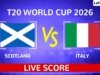 蘇格蘭 vs 意大利實時比分更新 T20 2026 年世界杯第 7 場比賽:ITA 擲球獲勝,選擇保齡球
