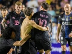 梅西在國際邁阿密與波多黎各的友誼賽中被球迷撞下場