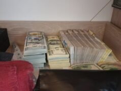 司法部在安第斯山脈案件中扣押的成捆美元、歐元和比索的圖片