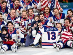 約翰尼高德羅的遺孀梅雷迪思與馬修特卡丘克在米蘭奧運會上的時刻