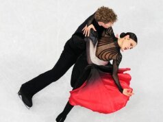 美國隊在奧運冰舞比賽中獲得銀牌。法國隊奪得金牌