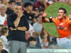 馬塞洛·加拉多 (Marcelo Gallardo) 和裁判安德烈斯·梅洛斯 (Andres Merlos) 之間的激烈交叉