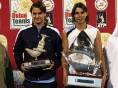 當拉斐爾·納達爾 (Rafael Nadal) 終結羅傑·費德勒 (Roger Federer) 在迪拜經典 ATP 巡迴賽決賽中的統治地位時