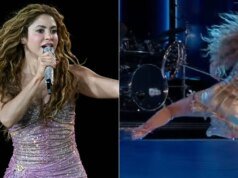 夏奇拉在薩爾瓦多的一場音樂會上在舞台上重重摔倒。仍在繼續