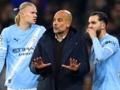 瓜迪奧拉不確定哈蘭德因傷缺席