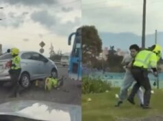 波哥大一名司機因要求停車而撞倒一名交通警察 – Publimetro Columbia