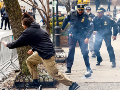 美國警察向反伊斯蘭抗議者投擲檢測設備