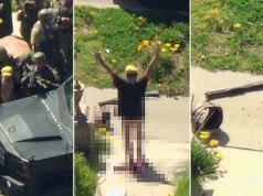 聖塔克拉利塔武裝嫌疑人在對抗後赤身裸體向特警隊投降。