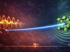 電子在 18 飛秒內彈射穿過太陽能材料