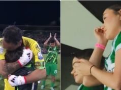 大衛告別哥倫比亞國家公共地鐵隊後,奧斯皮納的女兒和妻子也淚流滿面