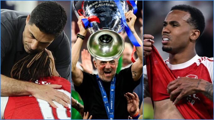 Mikel-Arteta-Eberechi-Eze-and-Gabriel-of-Arsenal-with-Luis-Enrique-and-the-Champions-League-trophy.j.jpeg