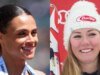 米凱拉·希弗林 (Mikaela Shiffrin)、阿辛·穆 (Athing Mu) 和奧運選手對西德尼·麥克勞克林·萊夫隆 (Sidney McLaughlin-Levron) 迎嬰派對的反應