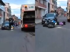 一名摩托車手試圖超越一輛卡車時遭遇嚴重事故 – Publimetro Columbia