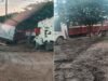 Añatuya:一輛滿載磚塊的卡車在試圖避開高度控制後被卡住