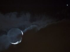 5 月 20 日日落後,觀賞木星在盈月附近閃耀
