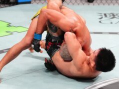 宋亞東在UFC澳門主賽中用斷頭台絞殺戴維森·菲格雷多