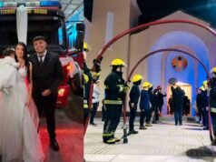 Termas de Río Hondo 的感人婚禮:志願消防員結婚並接受儀仗隊