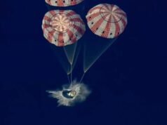 阿耳忒彌斯二號太空人在完成歷史性登月任務後安全著陸