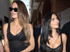 金卡戴珊 (Kim Kardashian) 和科勒卡戴珊 (Khloe Kardashian) 在大獎賽上支持劉易斯漢密爾頓 (Lewis Hamilton)