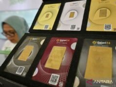 週六,Antam 黃金價格下跌 32,000 印尼盾,至每克 27.38 億印尼盾。