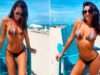 2026 年世界盃期間,潘皮塔 (Pampita) 身著蛇紋比基尼在邁阿密大放異彩